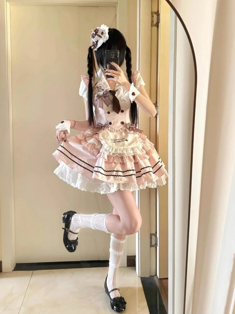 Harajuku Sweet Lolita женский комплект из трех предметов, белый кружевной дизайн, корсет, топы + пышная юбка, элегантная женская новая шикарная одежда в стиле ретро, лето