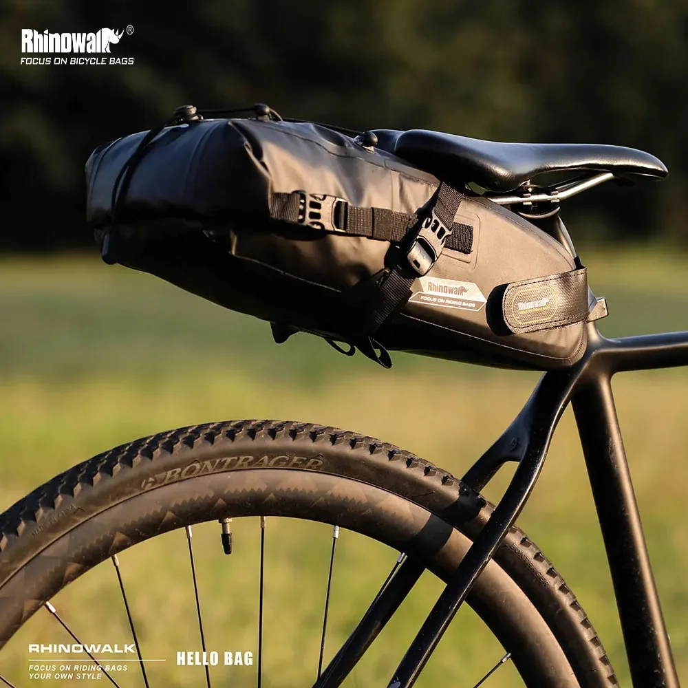 

Rhinowalk велосипедная седельная сумка светоотражающая велосипедная багажник MTB багажник черная водонепроницаемая 5L-13L большая вместительная складная задняя сумка