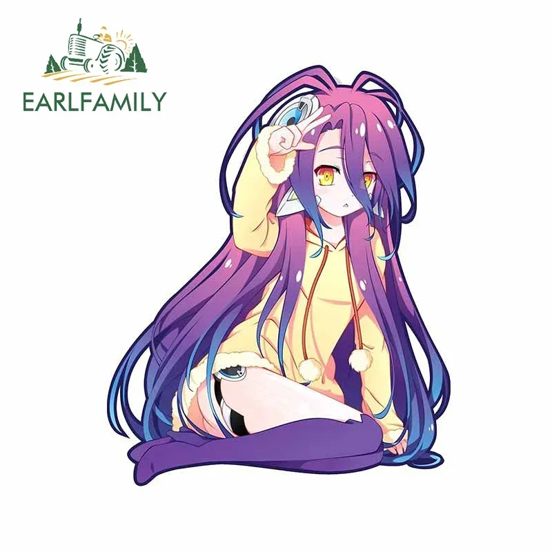 EARLFAMILY 13cm Chibi Jibril Waifu calcomanía de Anime DIY pegatina de coche puerta de coche ventanas impermeable Campervan a prueba de arañazos JDM RV