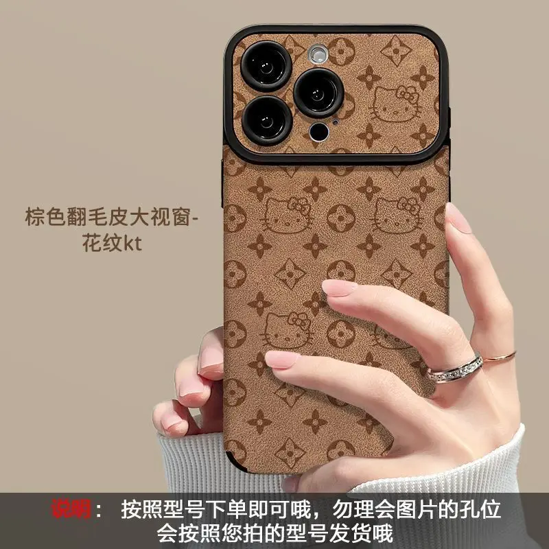 جديد Kawaii مرحبا كيتي الكرتون جراب هاتف آيفون 17 12 13 14 15 16 برو ماكس زائد ماتي الجلد الملمس غطاء ممتص للصدمات