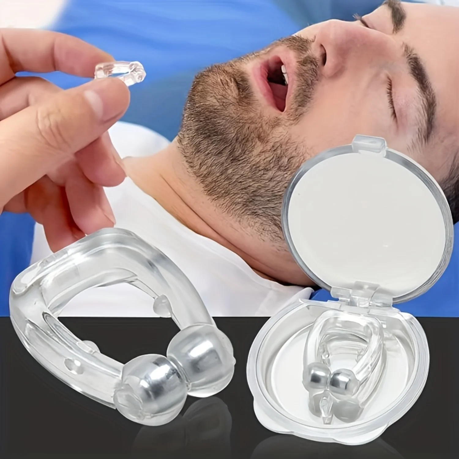 1pc Mini Silicone Snore Solution Clip - Effective  for Adults, Enhances Nighttime Breathing, Comfortable for Men and Women - Com