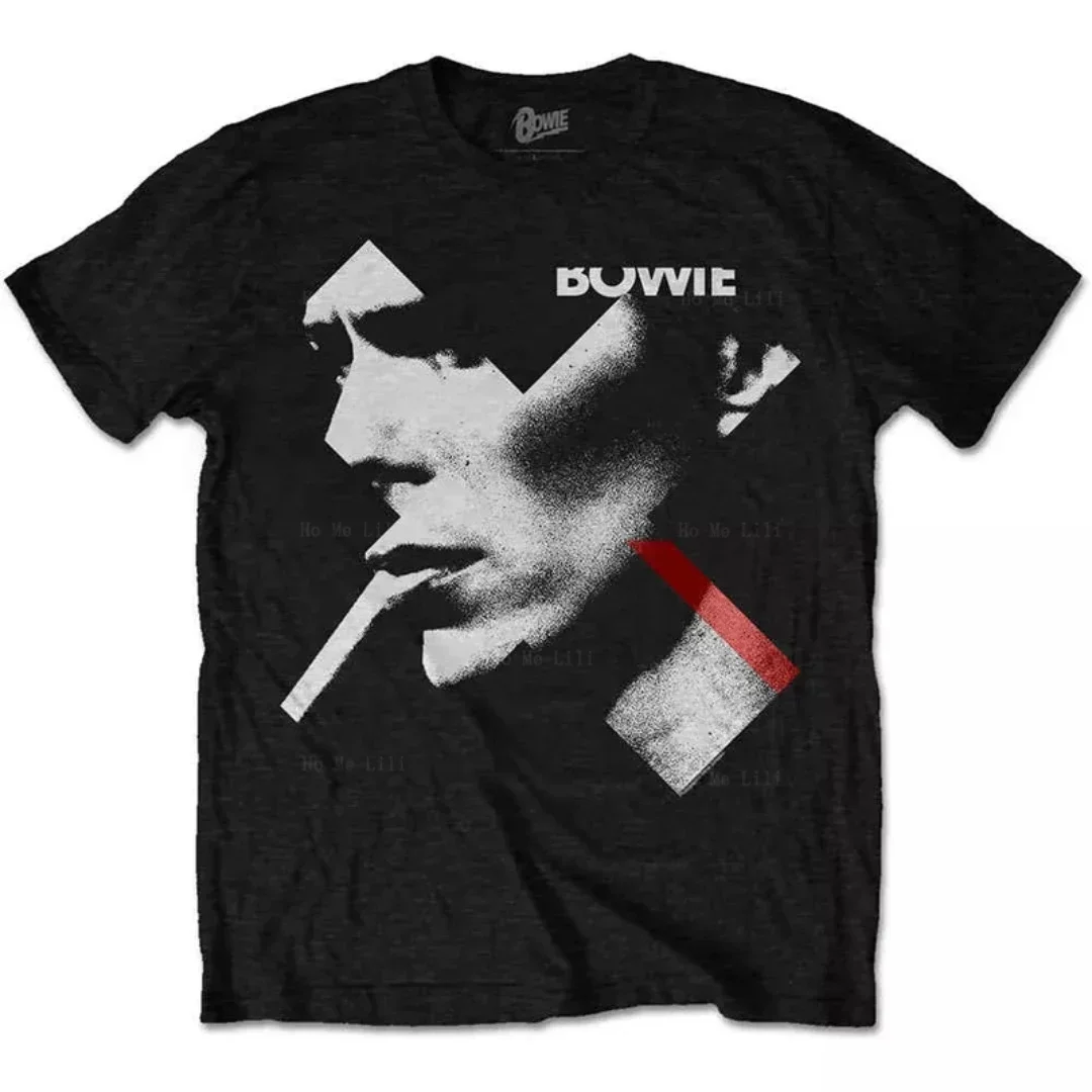 

David Acquarelle Style Bowie T-Shirt Harajuku Streetwear Pop Music Fans Hip Hop Short Sleeve Round Neck
