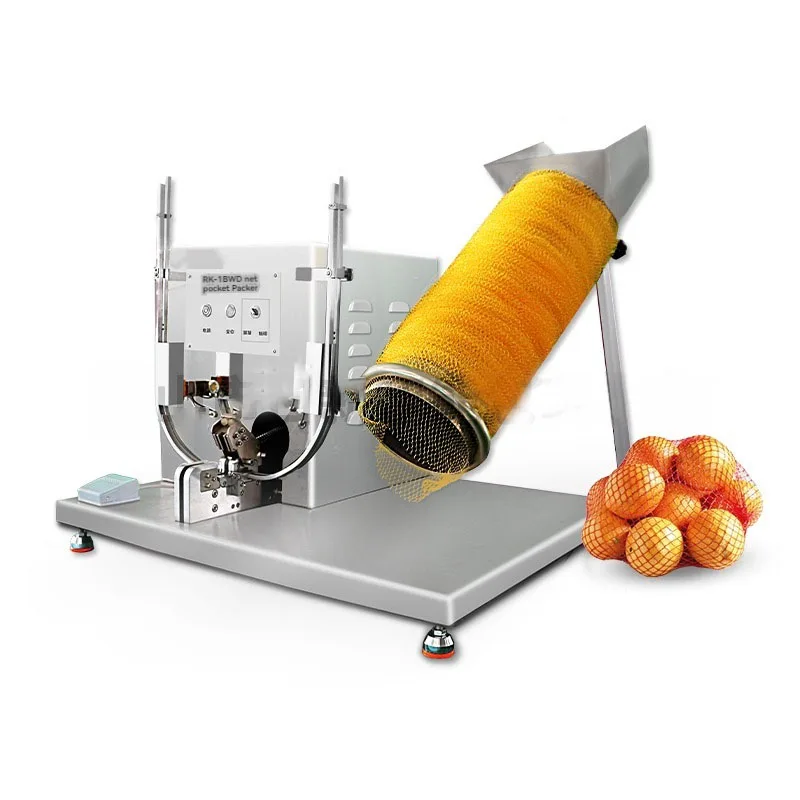 Mesh bag packaging machine for braised egg, navel,orange,corn,walnuts,potatoes, garlic,ginger,mesh bag automatic bagging machine