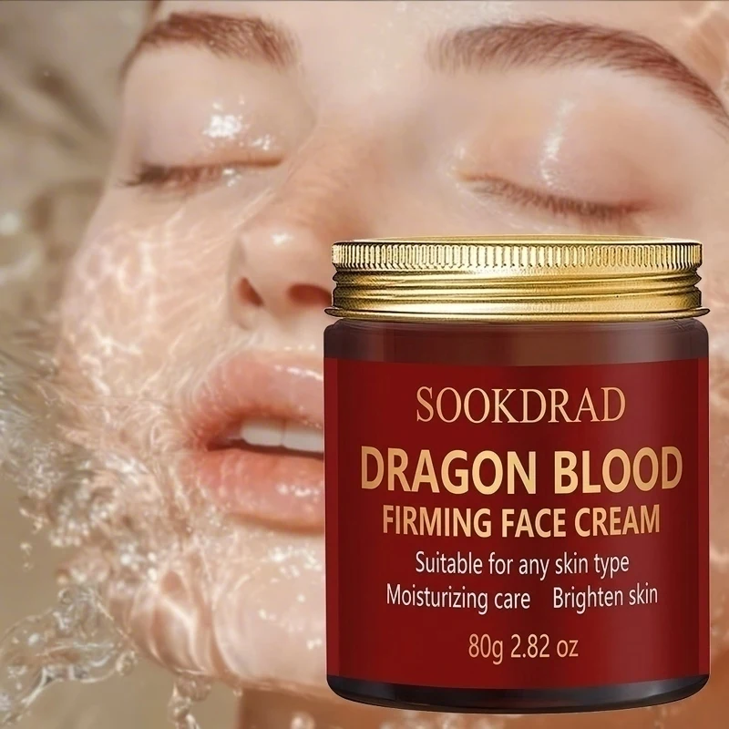 Dragon Blood Firming Face Cream, Daily Moisturizing, Brightens Skin, All Skin Types, 80g Portable Jar, Morning Must-Have