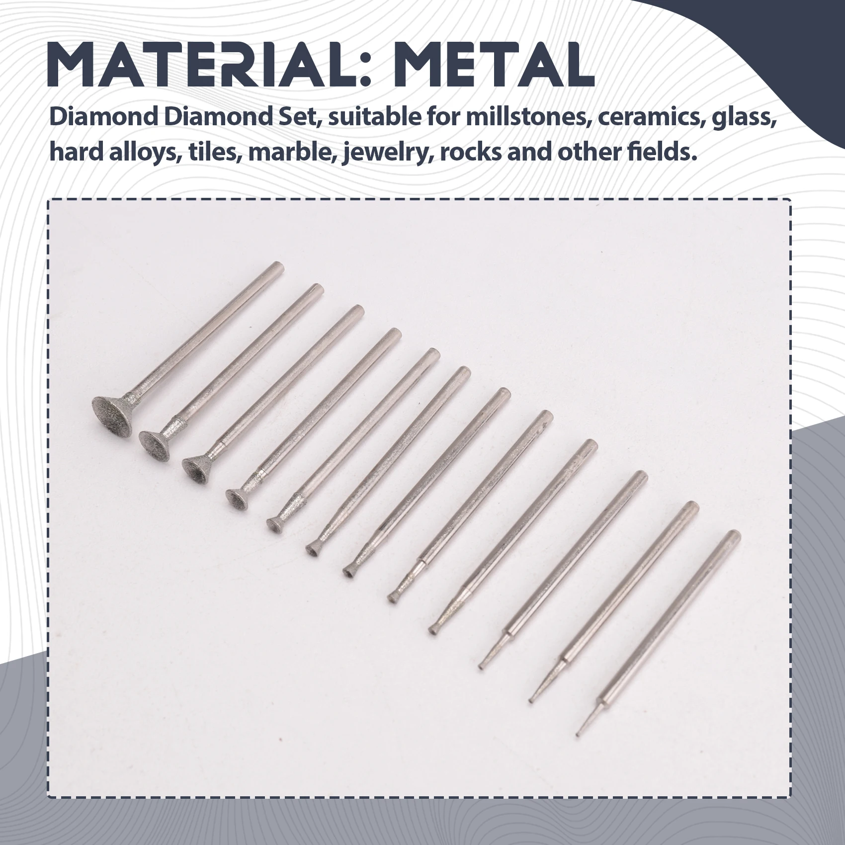 [NEW!A08R】 Diamond Grinding Burr Set Kit Fits For Rotary Tool Includes For Dremel With 2.35Mm Shank (Pack Of 12)