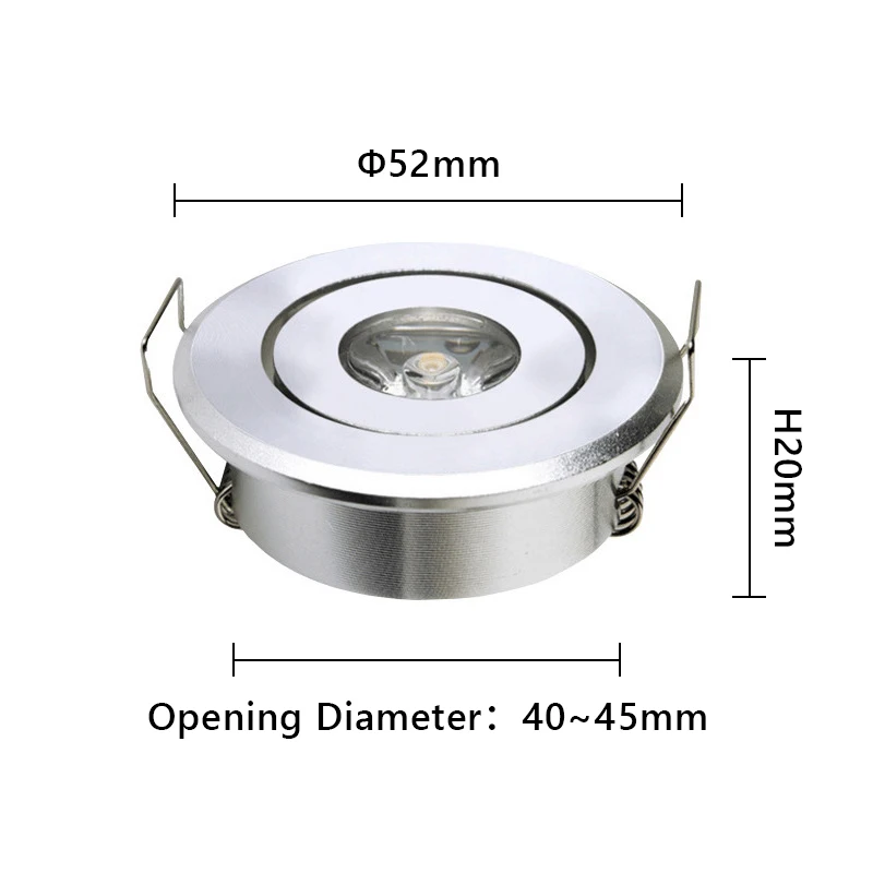 6pcs Led Mini Downlight 1W 3W Dimmable Spot Light Recessed Lamp AC85-265V Ceiling Light Aluminium 52mm With Driver image 3