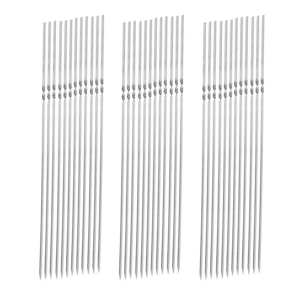 

50Pcs Stainless Steel Barbecue Skewers 45cm Thickened Wide Blade Reusable Bbq Sticks Outdoor Grilling Camping Party