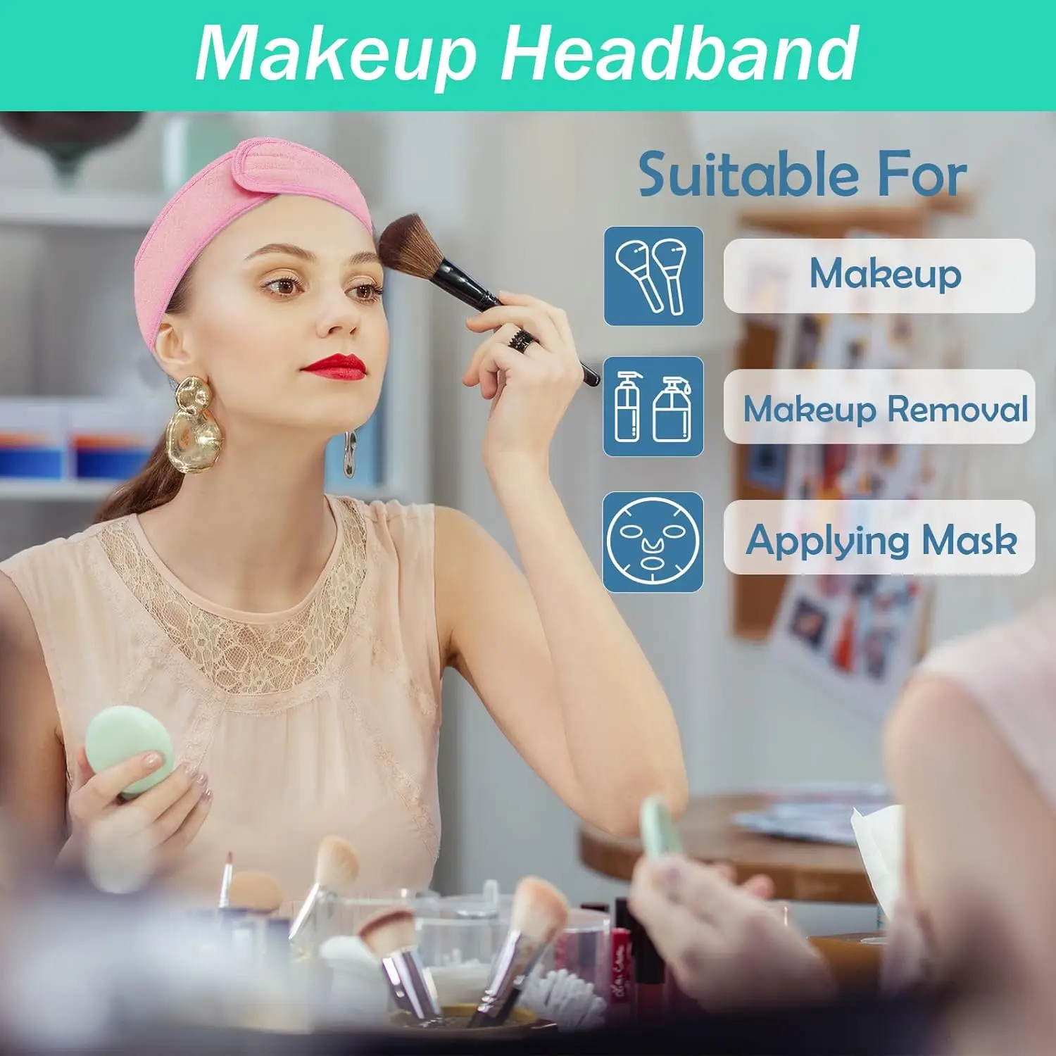 Soft Stretchable Headband Terry Cloth Non-Slip Absorbent for Women Yoga Shower Makeup Facial Spa Skincare Beauty Accessories​