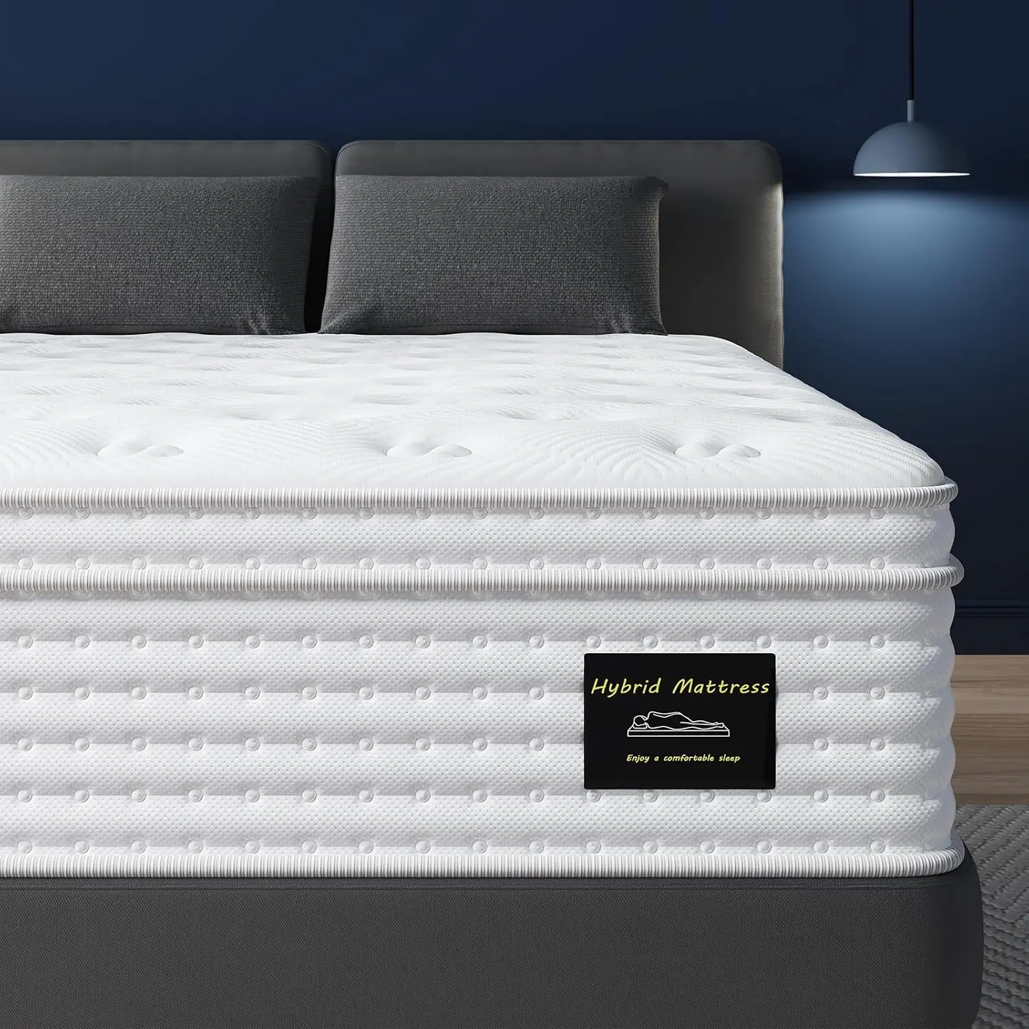 BedStory Queen Mattress 14 Inch Hybrid Mattress in  Box Individual Pocket Springs and Memory Foam for Pressure Relief and Motion