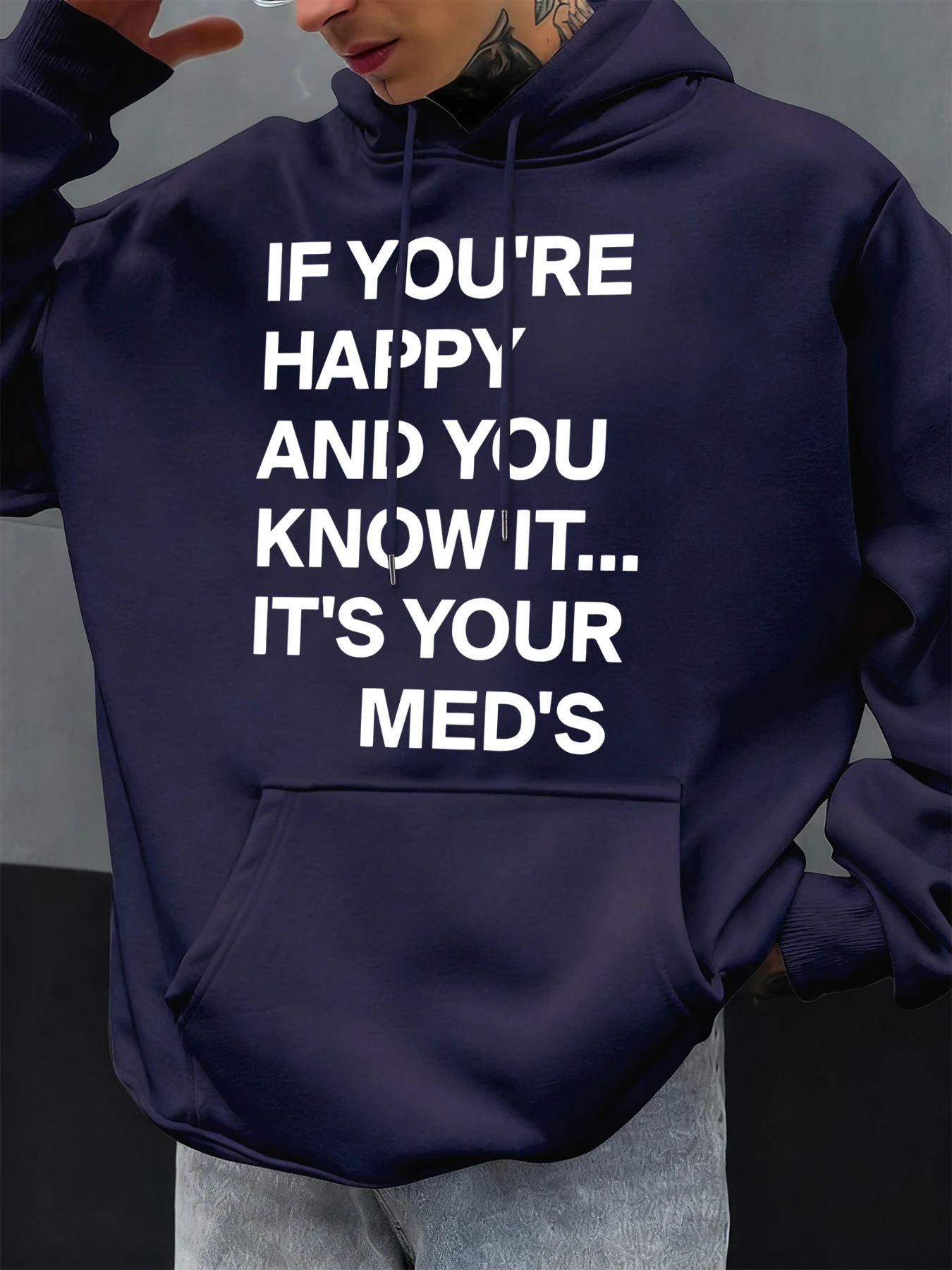 Humorvoller Ausdruck des Glücks Print Herren Herbst Hoody Pocket Casual Hoodies Mehrfarbiger Fleece-Pullover Weicher modischer Hoodie