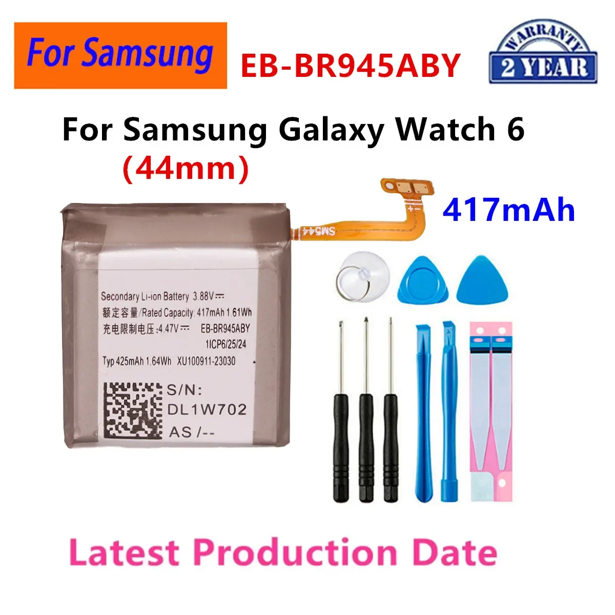 EB-BR955ABY EB-BR965ABY Bateria do Samsung Galaxy Watch 5 Pro 45mm 40mm Watch 6 Classic 47mm Gear Fit 2 Pro Galaxy Buds 2 + Narzędzia — zdjęcie produktu 5