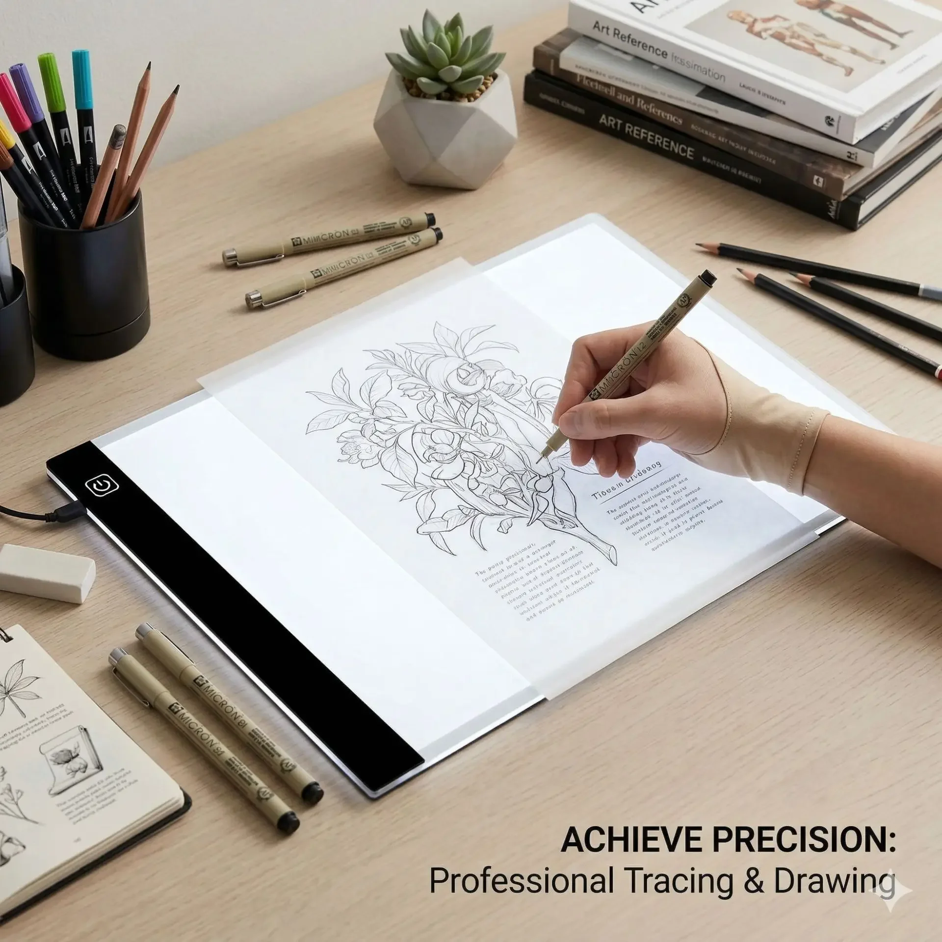 A4 A5 LED Copying Table Children Drawing Board Transparent Copying Table Adjustable Brightness Night Light Notebook