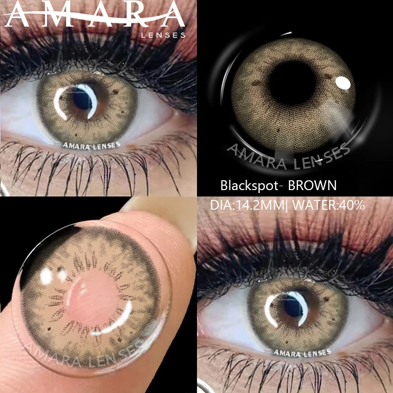 AMARA Natural Colored Contacts Lenses Brown 2pcs Contacts Beautful Pupils Color Contacts Yearly Makeup Cosmetic Contact Lens