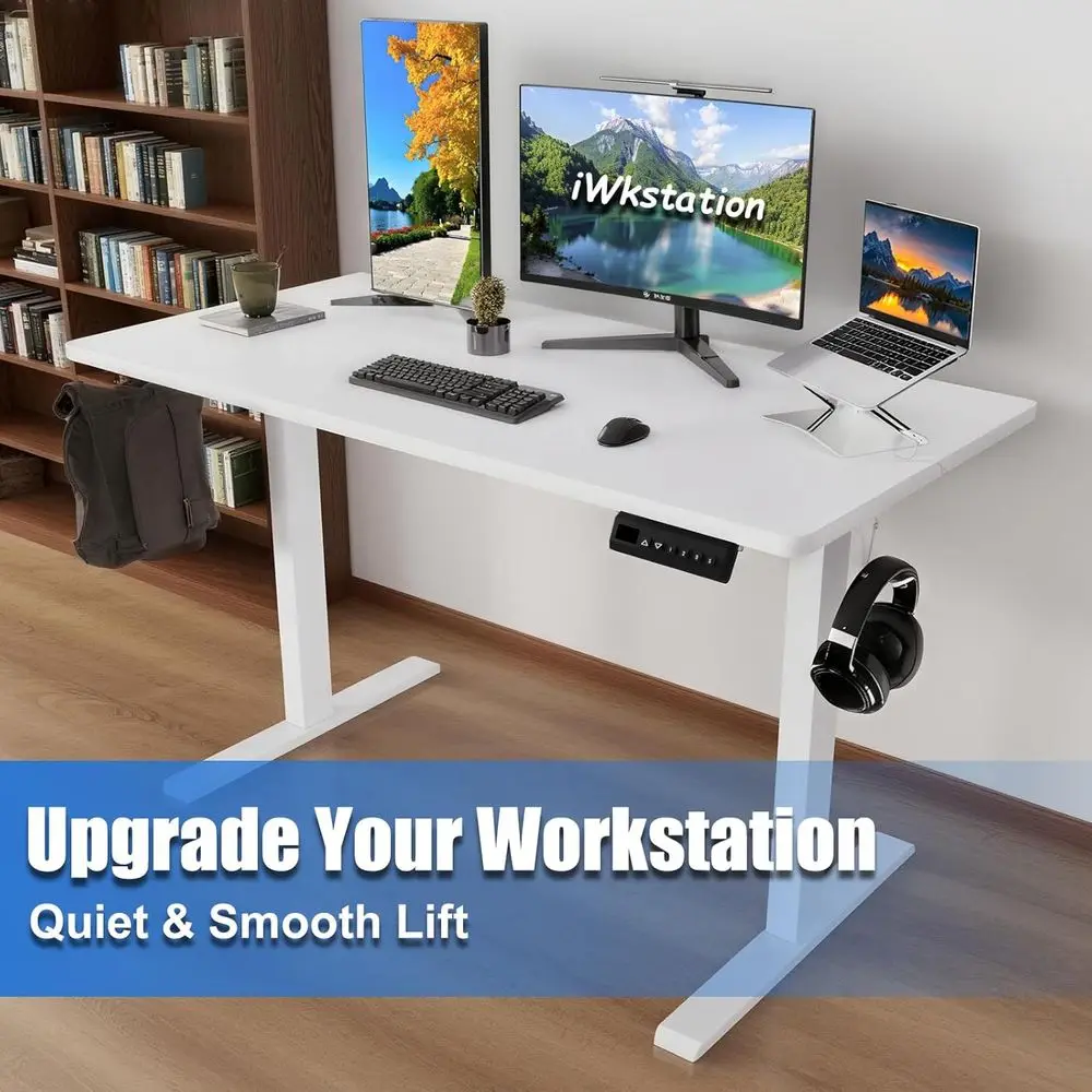 مكتب قائم كهربائي بارتفاع قابل للتعديل مع عجلات - محطة عمل محمولة للجلوس للمنزل والمكتب #6