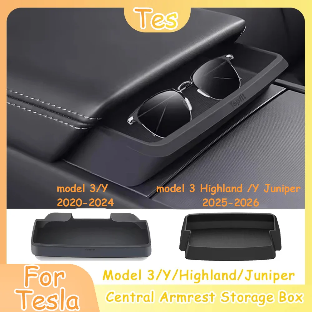 Schowek w podłokietniku do Tesla Model Y 3 Highland Juniper, organizer na okulary i telefon, wielofunkcyjne akcesoria samochodowe