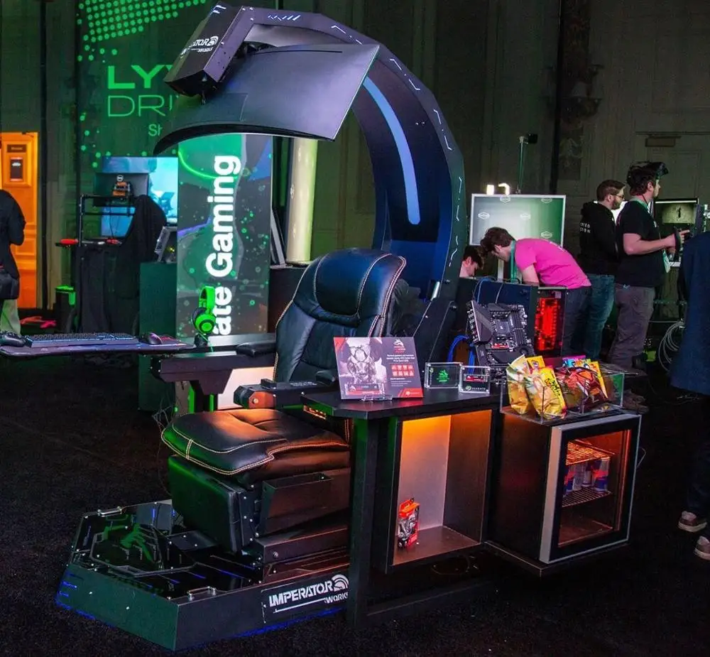 CES Hot Imperator Works IW R1 Computer Cockpit Genuine Leather Chair Workstation With RGB OEM ODM Acer Predator Thronos Comfort view 3