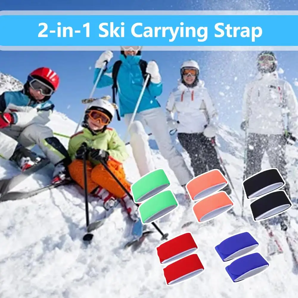10 pçs correias de esqui ajustável snowboard transportadora cinta fixação de esqui envolve laços prendedor correias para transportar equipamentos de esqui