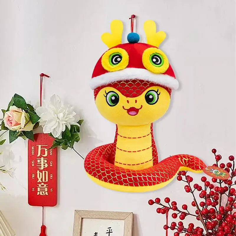 Slangenpop pluche Chinees Nieuwjaar Slang pluche 11 inch gezellig knuffel met schattige uitdrukkingen Lucky Chinese stijl slangenmascotte