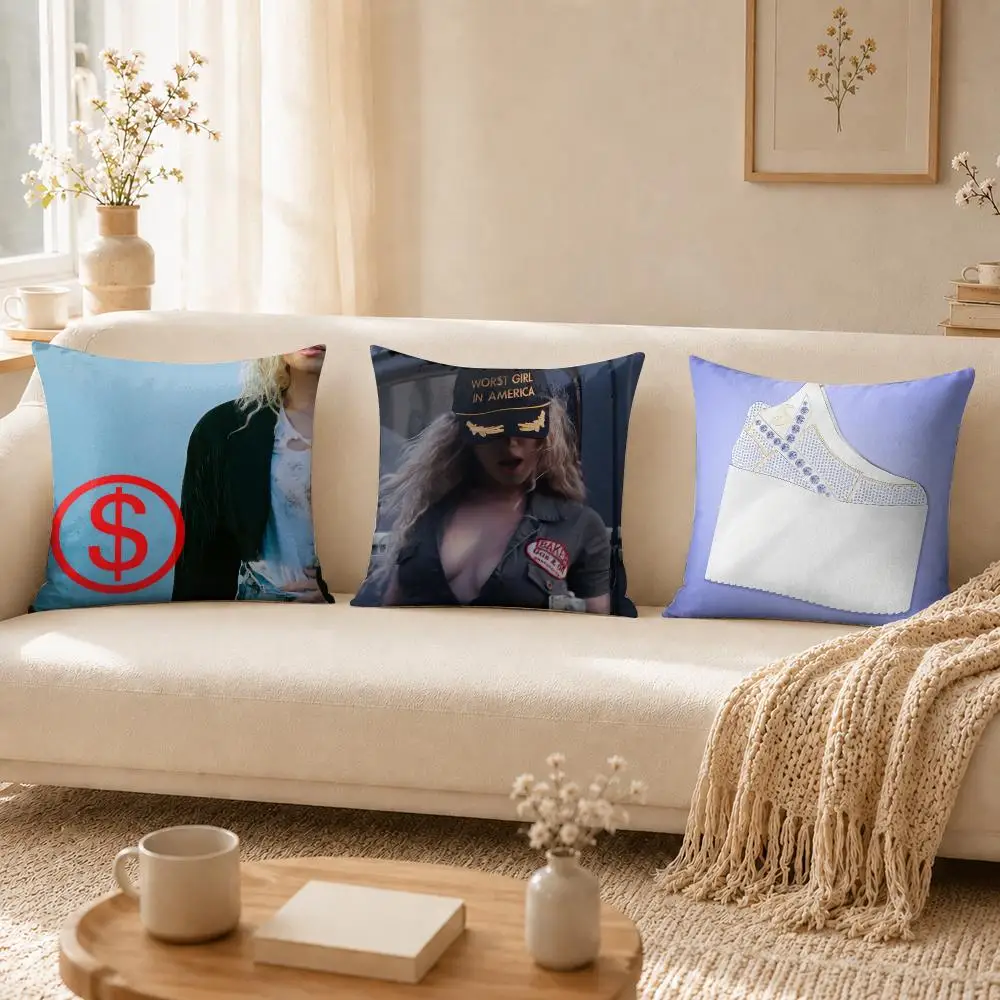 S-Slayyyter American Singer Cushion Cover Soft Short Plush Pillow Cases Hidden Zipper Cutecore Sofa Bedroom Home Decor Gift