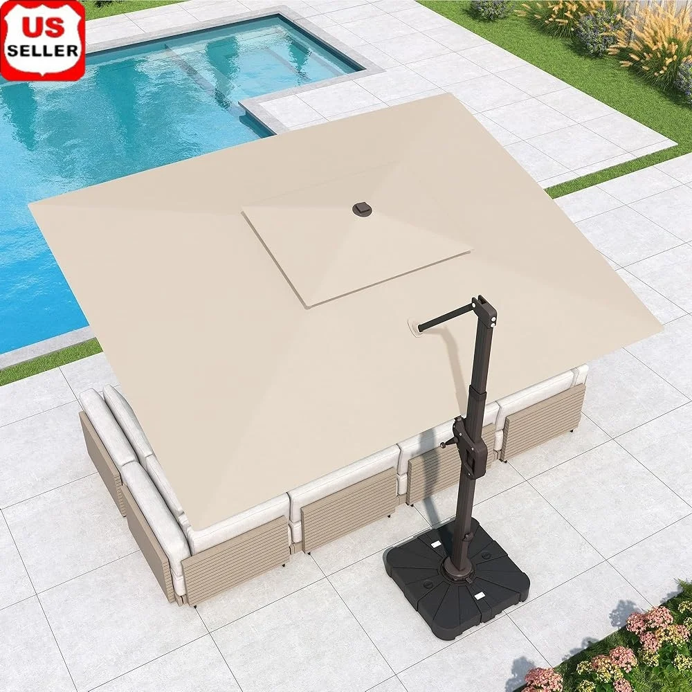 

10x13 FT Cantilever Patio Umbrella Offset Aluminum Heavy Duty Outdoor Umbrellas with Base Included UV Resistant Wind Stable