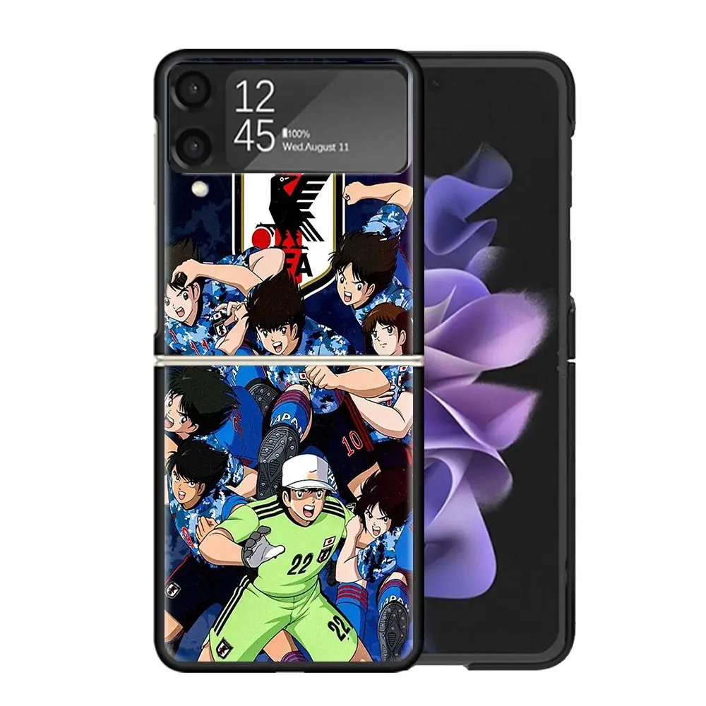 Captain Tsubasa Anime Clear Phone Case For Samsung Z Flip 5 4 3 Galaxy ZFlip 6 5G Shockproof Hard Print Cover TPU PC Coque