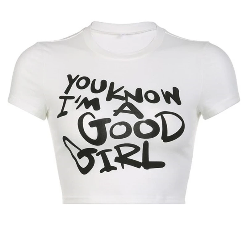Y2K Clothes Harajuku Casual Gothic Tops Pure Cotton T Shirt Hip Hop Vintage Letter Oversized Graphic Print Women Top Tee 2000s