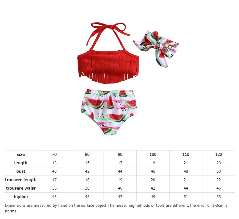 Baby Kids Girls Suspender Swimsuit Set Cute Bikini 3 Piece Bow Swimsuit