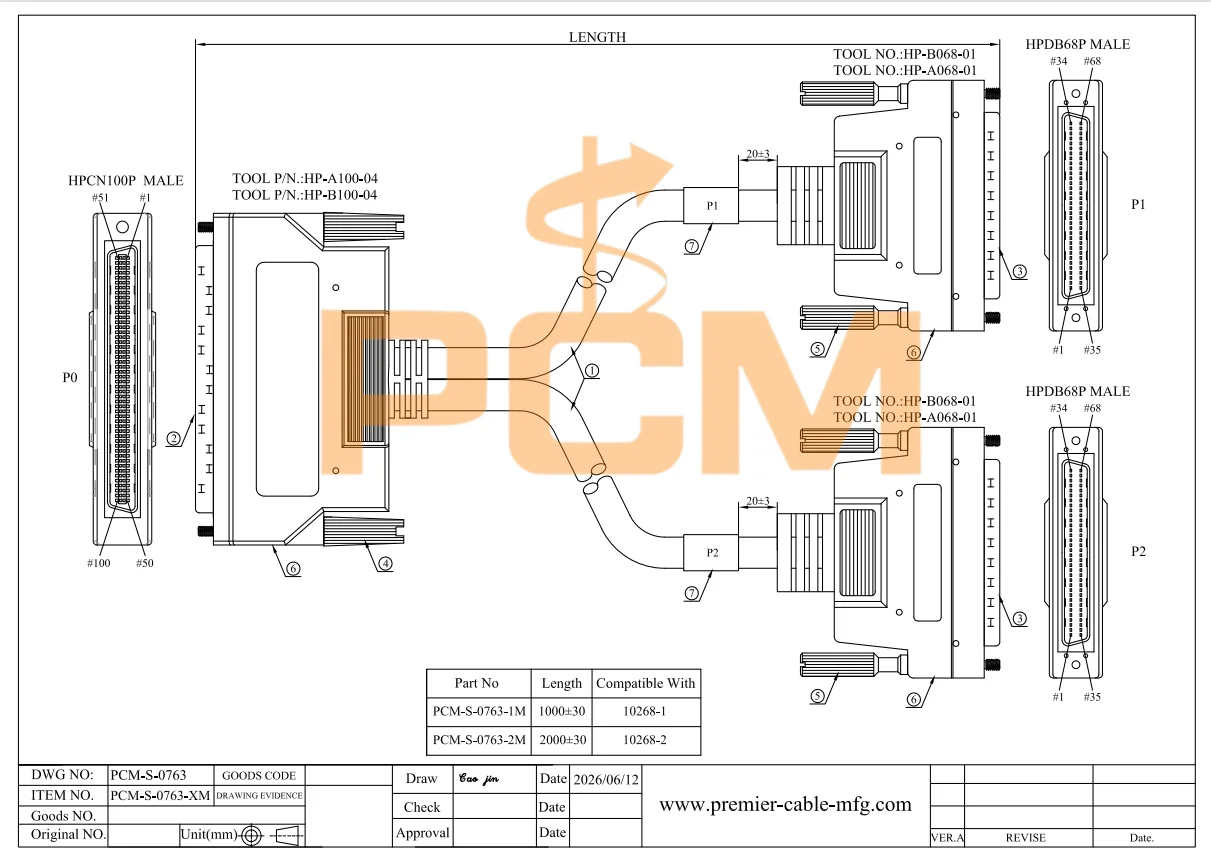 HPDB100 zu HPDB68 Kabel Kompatibel mit Advantech PCL-10268 100-Pin zu 68-Pin SCSI-Signalkabel für Industrielle DAQ-Systeme – Detail 3