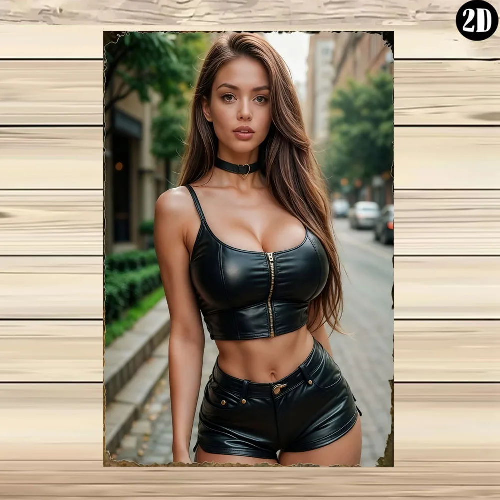Einzigartiges Vintage Pin-Up-Girl Metallschild 2D Retro Aluminium Wandkunst für Zuhause Bar Wohnzimmer Männerhöhle Deko Geschenk
