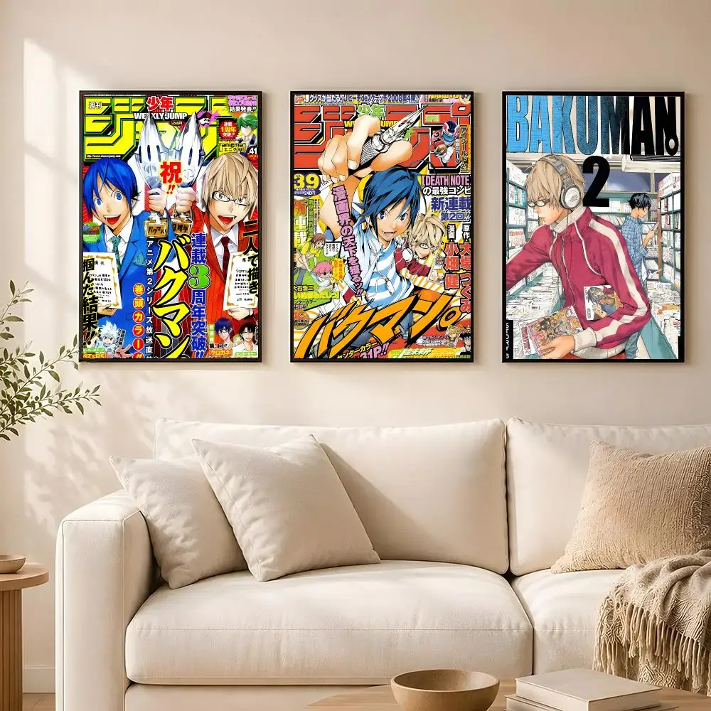 anime b-Bakuman hot classic Poster poster Self-adhesive wall stickers, suitable for room decoration, high-quality printing.