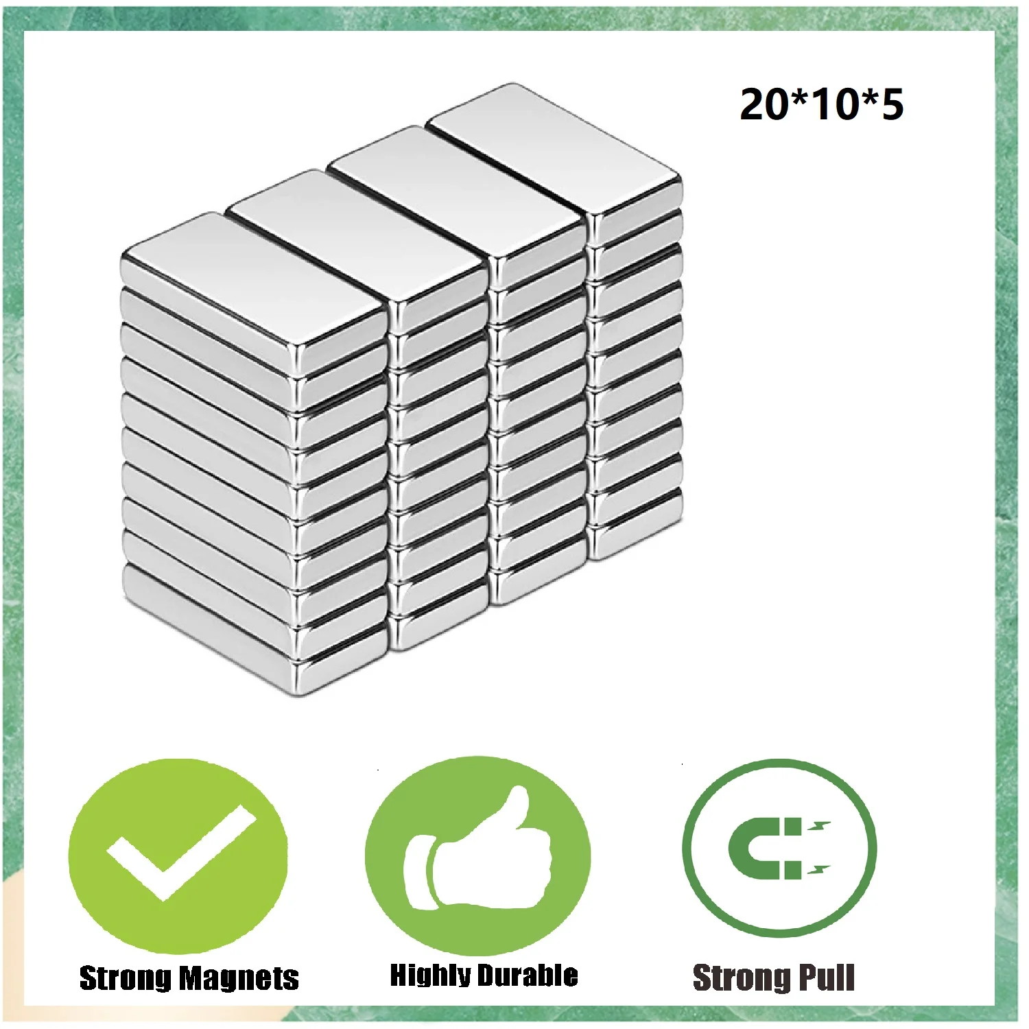 ﻿   แม่เหล็กสี่เหลี่ยมขนาดเล็ก 20 x 10 x 5 มม. จำนวน 5/10/25/30/40/50 ชิ้น สำหรับไวท์บอร์ด, งาน DIY, ตู้, ห้องสมุดเครื่องมือ, ตู้เก็บของ