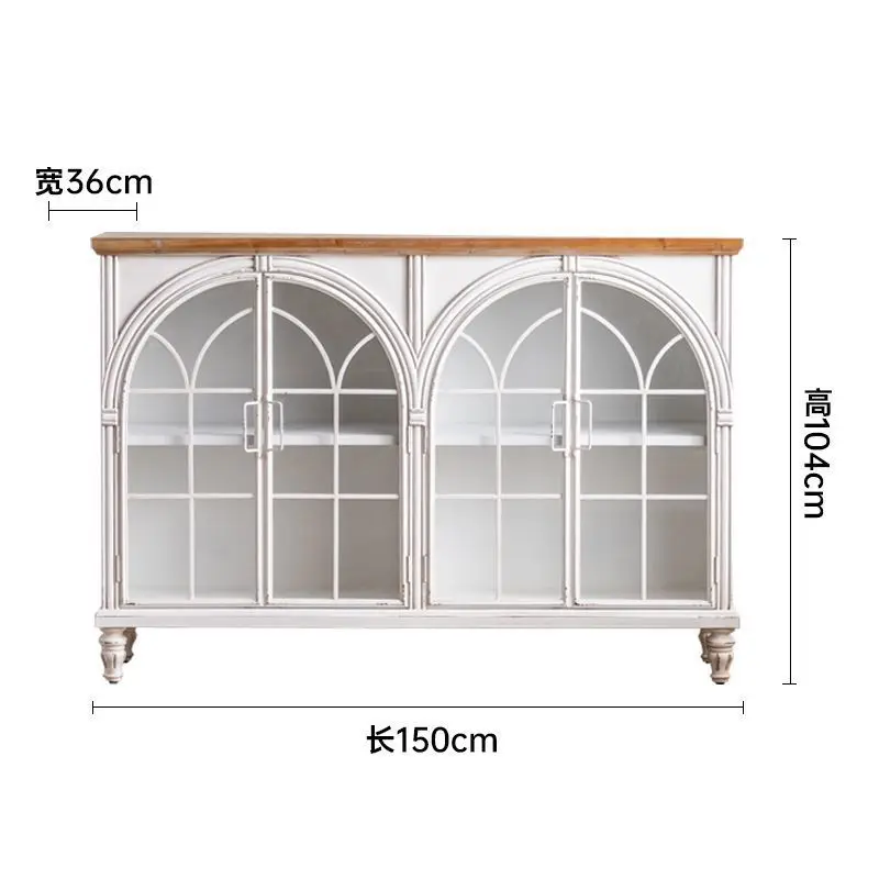 LH simple cream style dining side cabinet retro and old multi-layer high cabinet against the wall