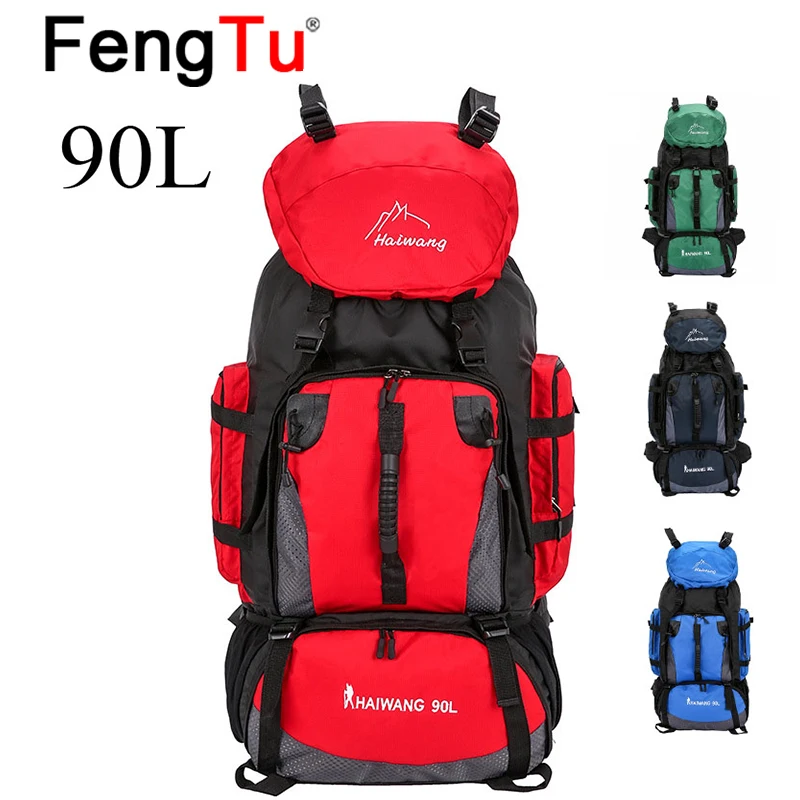 

FengTu 90L Hiking Camping Backpack Climbing Trekking Rucksack Army Large Capacity Bag Traveling Men Women Sport Bag