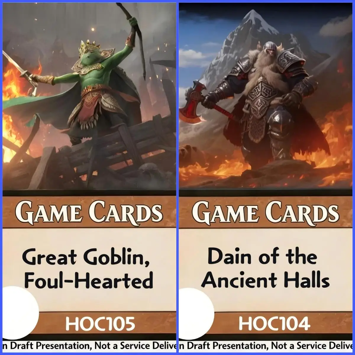 Selling NP Holo 32 part HOB HOC Thorin, Company's Leader Great Goblin  Dáin of the Ancient Halls...best quality proxy card