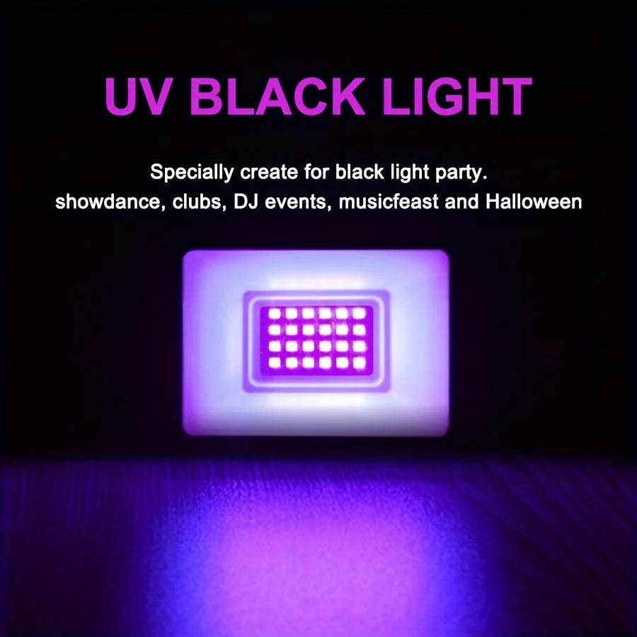 20W LED UV Spotlight 385-400nm UV Floodlight, Fluorescent Stage Light UV Effect with Switch for Party, DJ, Festival Lighting