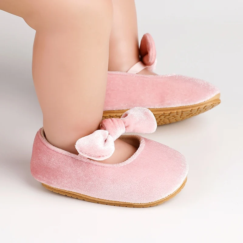 Pasgeboren Baby Schoenen Baby Jongen Meisje Schoenen Meisje Klassieke Strik Rubberen Zool Anti-Slip Jurk Schoenen Eerste Walker Peuter Wieg Schoenen