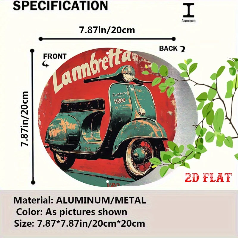 [Vintage Lambretta Scooter Sign] Vintage Lambretta Scooter Retro Metal Tin Sign - 1pc 7.87