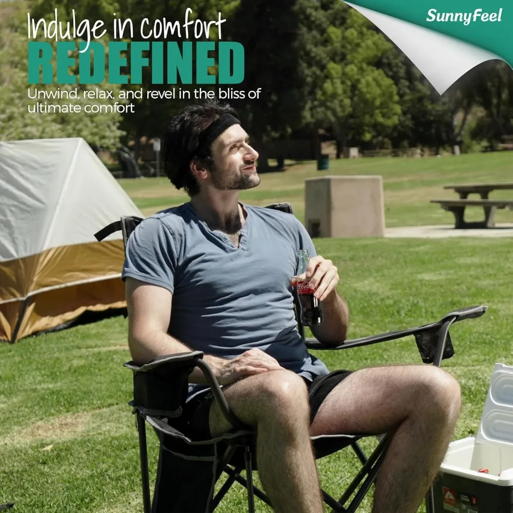 

Oversized Folding Camping Chair 2 Pack 500 LBS Heavy Duty Lawn Chairs with Portable Folding with Armrest