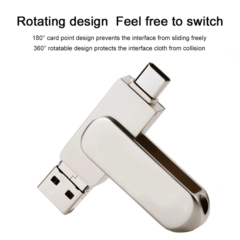 3 in 1 USB Flash Drive TYPE-C+Micro-USB+USB3.0 Mini Metal Memory Stick U Disk Memory