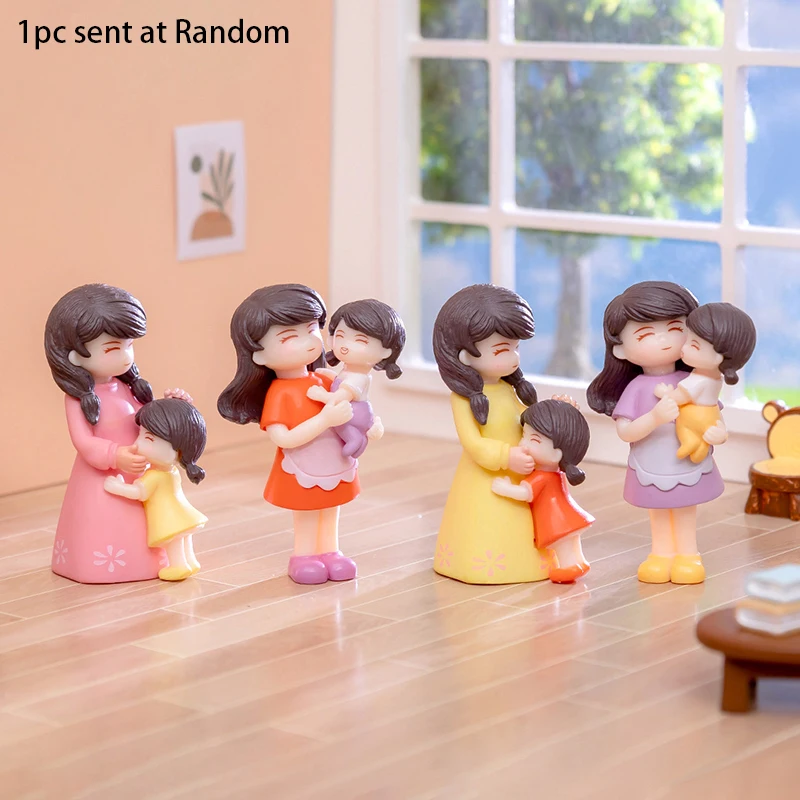 1pc Mini Figurines Mother And Daughter Figure Doll Micro Landscape DIY Home Desktop Decoration Mother's Day Ornaments