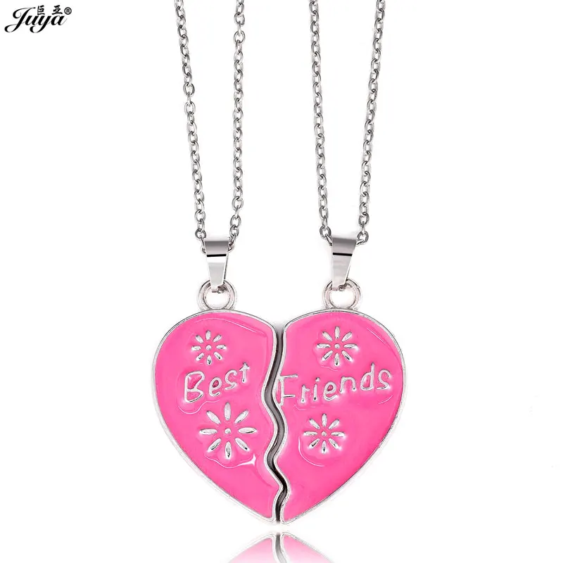 

2PCS Women Necklaces Best Friend Pendant + 50cm Stainless Steel Chain Necklace Fashion Jewelry For Friendship Gifts