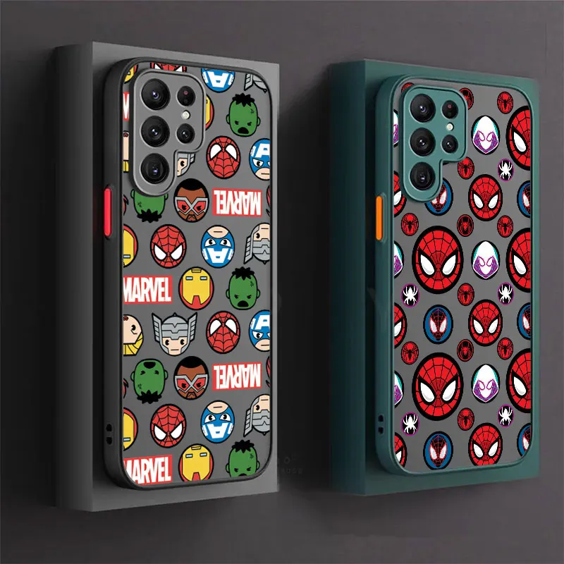 Cute Cartoon Marvel Hero Phone Case For Samsung Galaxy S24 Case S23 Ultra S22 S21 S20 FE S10 Plus For Samsung S24 Note 20 Cover