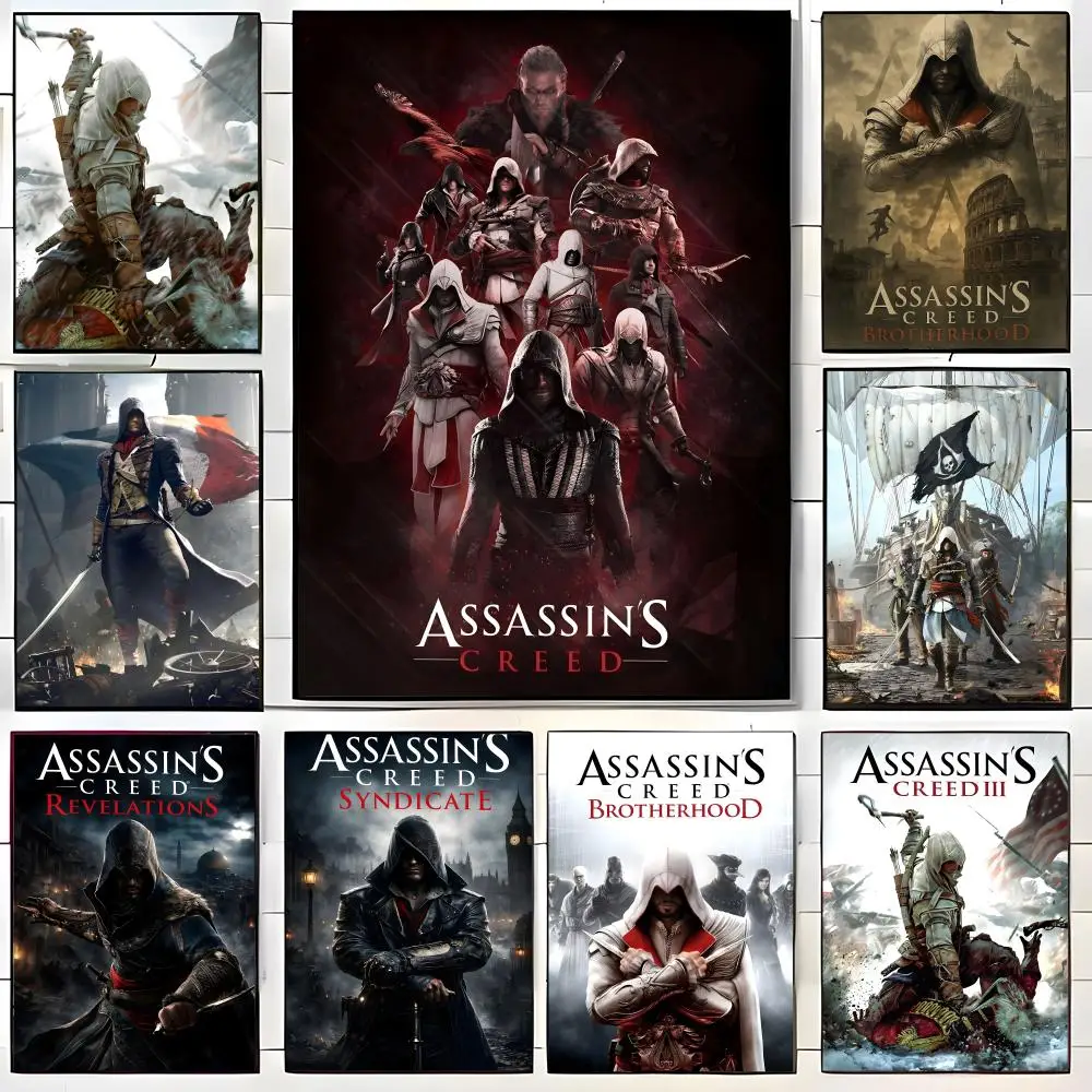 Póster de Renaissance A-Assassins C-CreedS, adhesivo artístico autoadhesivo, pegatina de papel impermeable, decoración de pared para cafetería, Bar, habitación