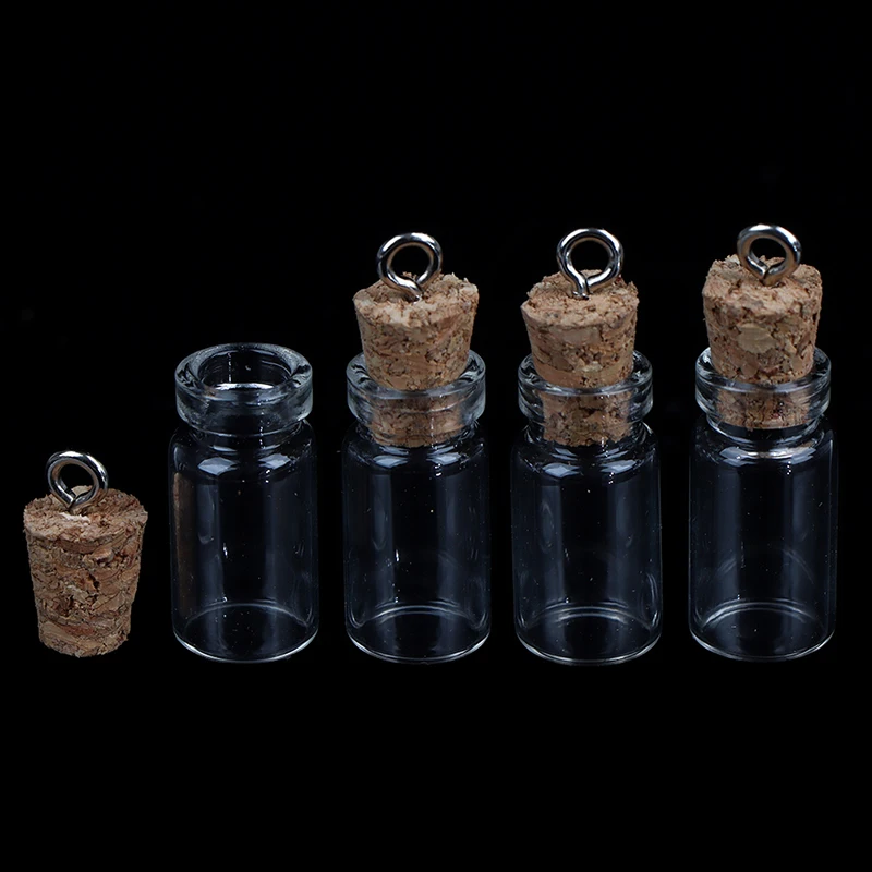 10Pcs Mini Glass Bottles Small Vials Cork Glass Jars Multi Usage Cork Wish Glass New