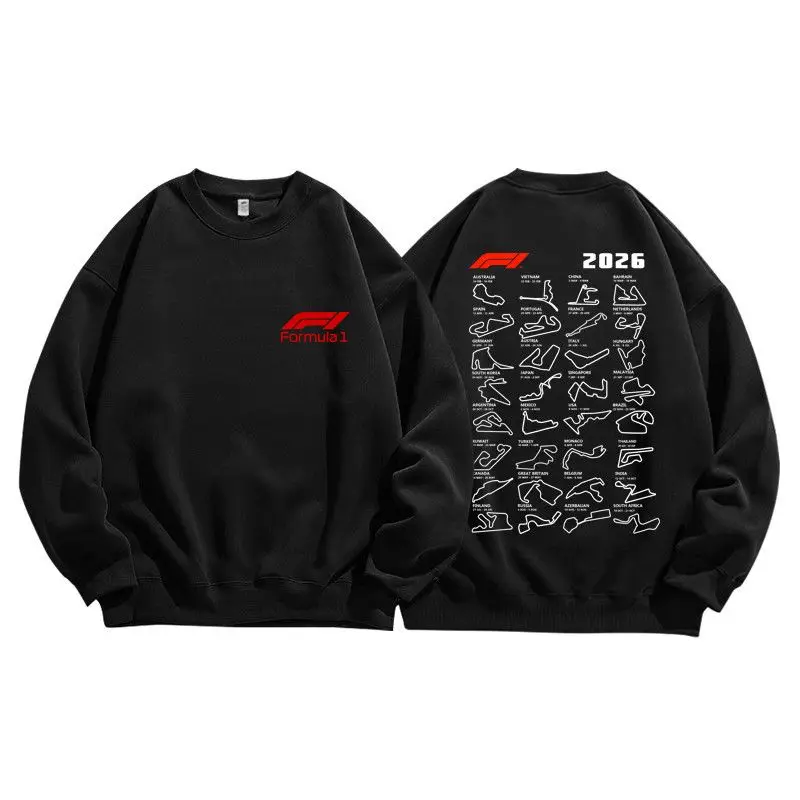 Oracle Red Bull Racing Front Back Print Crew Neck Sweatshirt Men F1 Fan Casual Long Sleeve Pullover