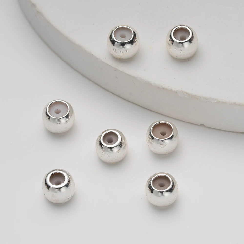 20 pz 18 K Placcato Oro Tappo Perline Inserto di Silicone Rotondo Lunghezza Regolare Perline Del Distanziatore per Il Braccialetto FAI DA TE Creazione di Gioielli Risultati
