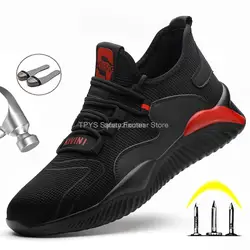 Breathable light Safety Shoes Men Steel Toe Anti Smash Safety Shoes for Men Kevlar Anti-Stab Work Safety Boots Women Work Shoes