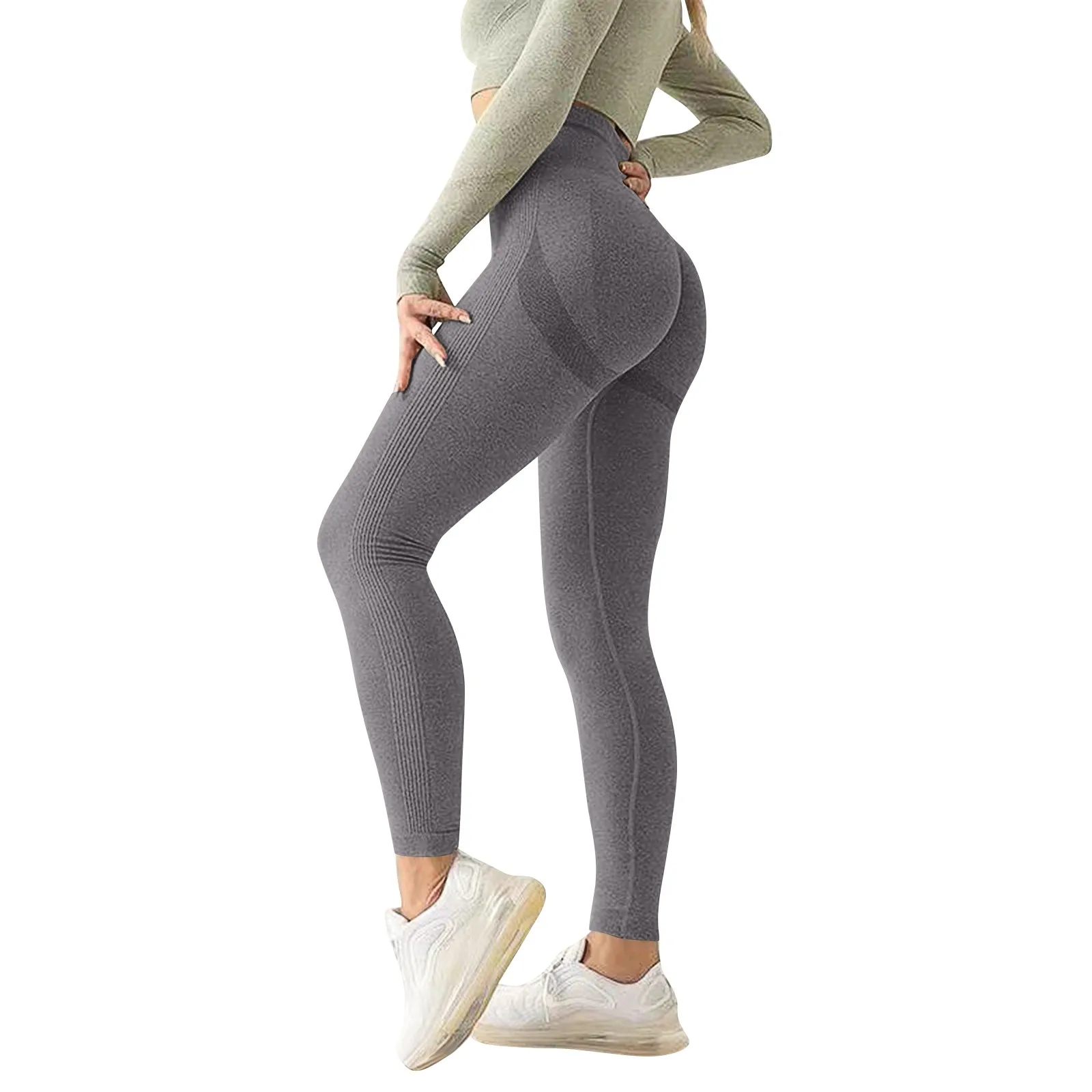 Seamless Knitted Leggings Fitness Pants Women's High Waist Leggings Hips Tight Peach Buttocks High Waist Nude Yoga Pants