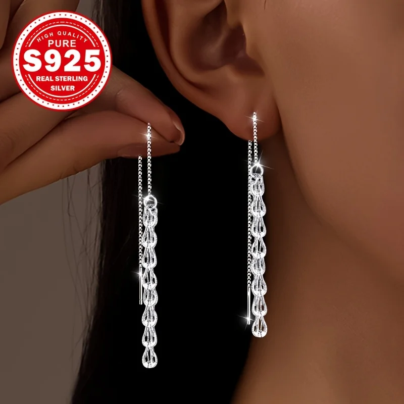 1 pair of silver phoenix tail earrings, fashionable, personalized, elegant, and exquisite, suitable as a gift