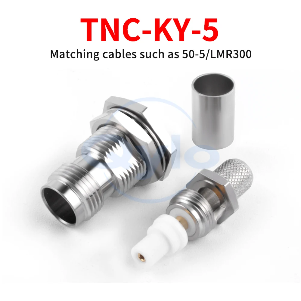 TNC-KY-5 TNC Female Connector Wall-Mount Press-Fit for 50-5/LMR300 and Similar Cables TNC Hexagonal Connector (1 pcs)